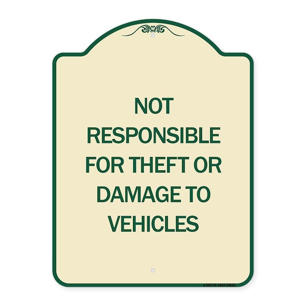 Signmission Not Responsible for Theft or Damage to Vehicles Heavy-Gauge Aluminum Sign, 24" H, TG-1824-24626 A-DES-TG-1824-24626 - main